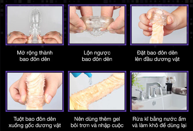 Bao đôn khúc đầu gai móc siêu độc, bao cao su đôn dên tăng kích thước