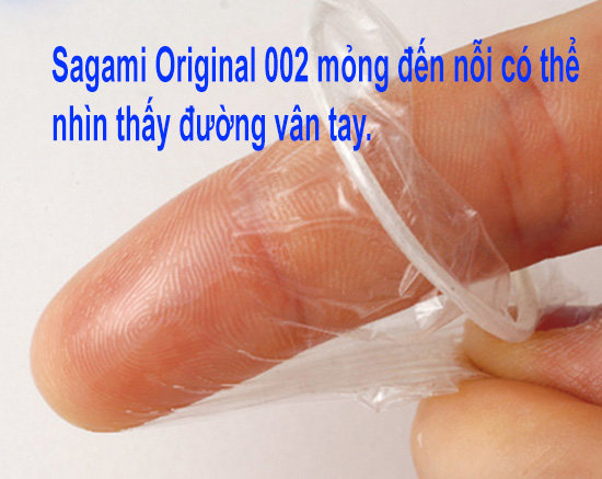 sagami-002-sieu-mong-co-the-nhin-thay-duong-van-tay bao cao su Sagami Original 0.02 ,Bao cao su siêu mỏng Sagami