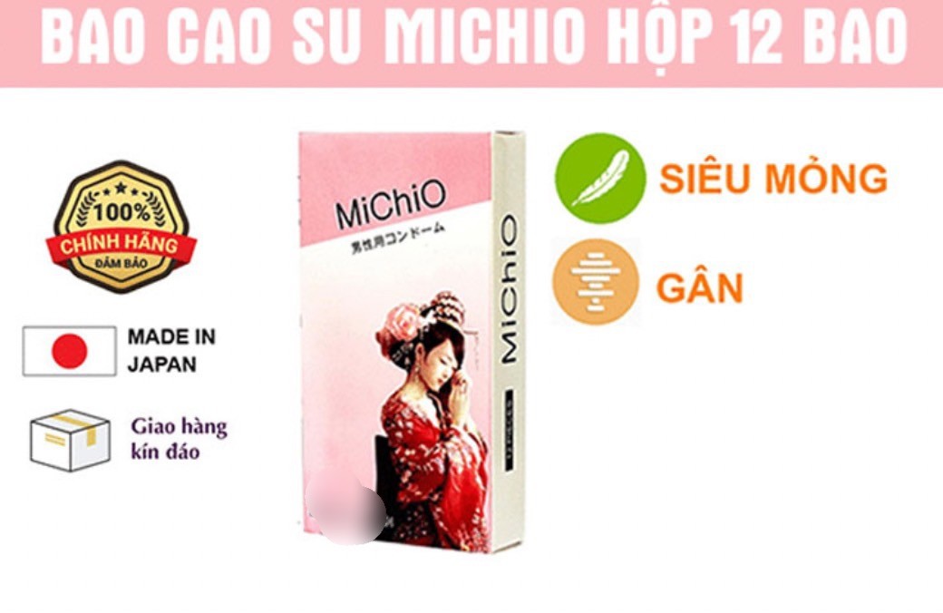 Bao cao su MiChiO gân siêu mỏng chân thật 12 bao 2